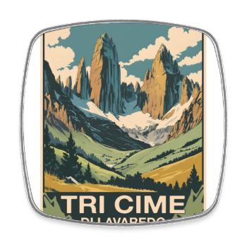 Tri Cime Dolomites - Square fridge magnet - white - Front