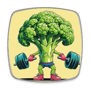 Centrale de brocoli avec haltère - Magnet carré - blanc - Devant