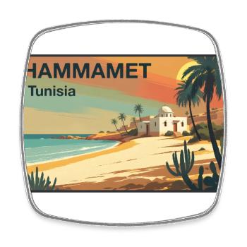 Hammamet - Magnet carré - blanc - Devant