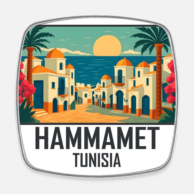 Hammamet, Tunisie - Magnet carré - blanc