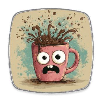 Caffeinated Chaos - Viereckiger Kühlschrankmagnet - Weiß - Vorne