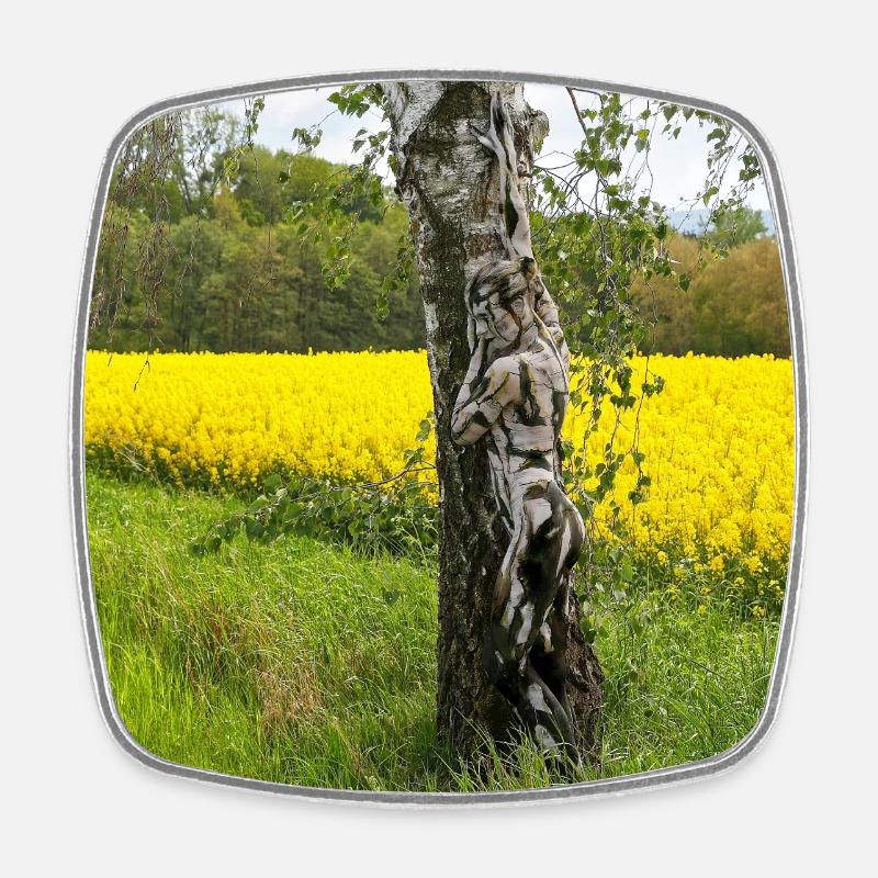 NatureArt Rapeseed Birches - Square fridge magnet - white