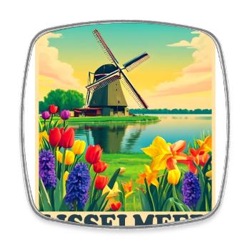 Ijsselmeer Holland Windmill - Square fridge magnet - white - Front