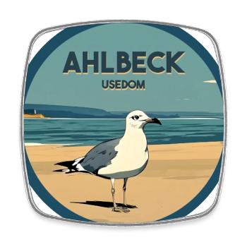 Ahlbeck - Viereckiger Kühlschrankmagnet - Weiß - Vorne