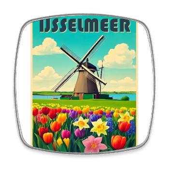 Ijsselmeer Holland Windmill - Square fridge magnet - white - Front