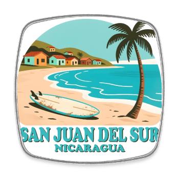 san juan del sur Nicaragua - Square fridge magnet - white - Front