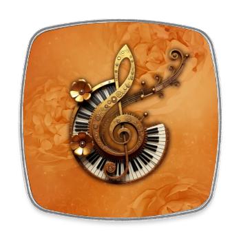 Abstract Musical Style with Florals - Square fridge magnet - white - Front
