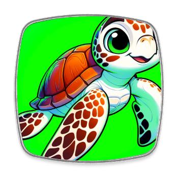 turtle - Square fridge magnet - white - Front