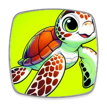 turtle - Square fridge magnet - white - Front