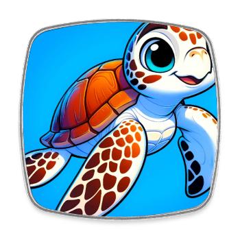 turtle - Square fridge magnet - white - Front
