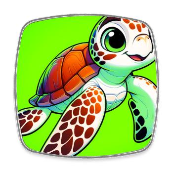 turtle - Square fridge magnet - white - Front