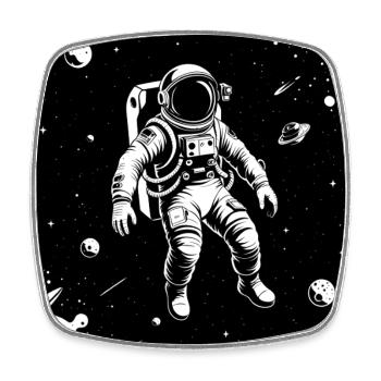 Weltraum-Astronaut im Mondhimmel - Viereckiger Kühlschrankmagnet - Weiß - Vorne