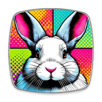 lapin - Magnet carré - blanc - Devant