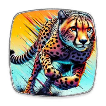 cheetah - Square fridge magnet - white - Front
