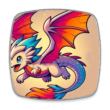 Drache - Viereckiger Kühlschrankmagnet - Weiß - Vorne