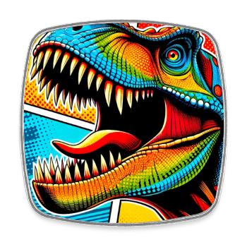 Dinosaurier - Viereckiger Kühlschrankmagnet - Weiß - Vorne