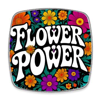 Floral power design - Square fridge magnet - white - Front