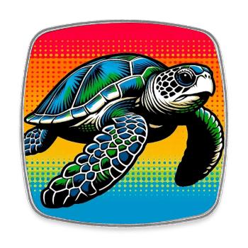 turtle - Square fridge magnet - white - Front