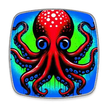 Octopus - Square fridge magnet - white - Front