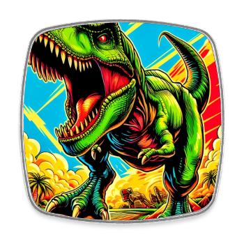 Dinosaurier - Viereckiger Kühlschrankmagnet - Weiß - Vorne