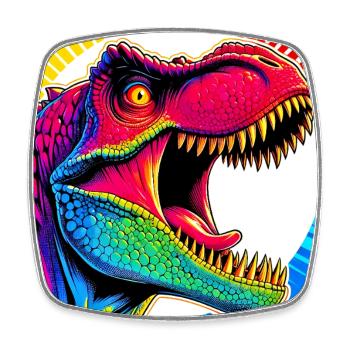 Dinosaurier - Viereckiger Kühlschrankmagnet - Weiß - Vorne
