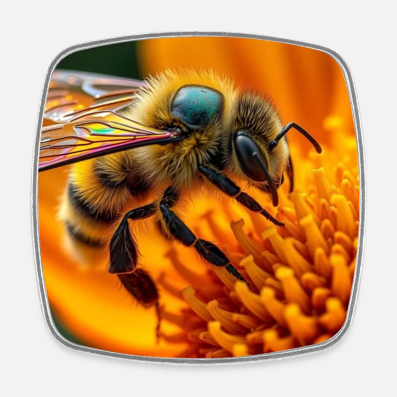 abeille - Magnet carré - blanc