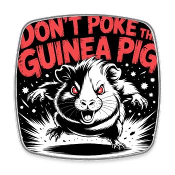 Evil guinea pig with bite saying design - Square fridge magnet - white - Front
