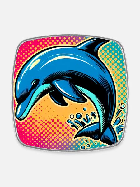 Delfin - Viereckiger Kühlschrankmagnet - Weiß
