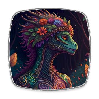 Mythischer Dschungeldrache Illustration - Viereckiger Kühlschrankmagnet - Weiß - Vorne