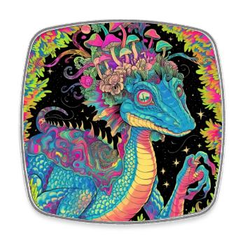 Psychedelic Forest Dragon Illustration - Square fridge magnet - white - Front