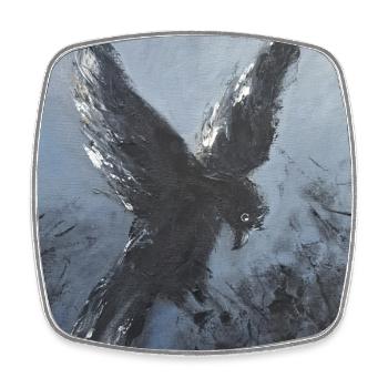 Majestic Black Bird Rvaen Wisdom in Flight - Square fridge magnet - white - Front