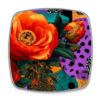 Bright Flowers on Abstract Background - Square fridge magnet - white - Front