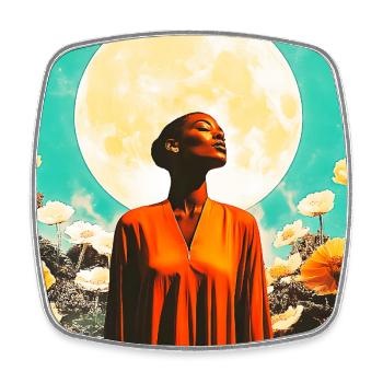 Portrait of Moon, Woman and Enchanted Flowers - Square fridge magnet - white - Front