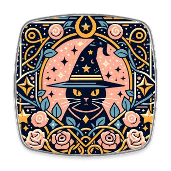 Mystic Cat - Square fridge magnet - white - Front