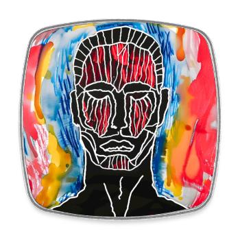 Abstract portrait in bright colors - Square fridge magnet - white - Front