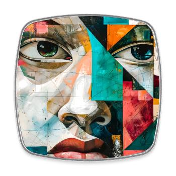 Childish Abstract Urban Portrait - Square fridge magnet - white - Front