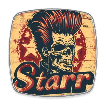 Punk rock style skull illustration - Square fridge magnet - white - Front