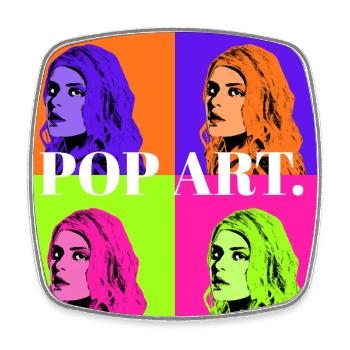 Pop Art Woman Portrait in Pastel Colors - Square fridge magnet - white - Front