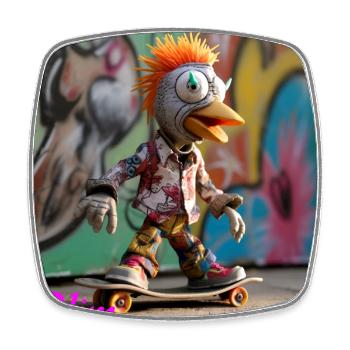 Street art artist doll skate figure comic urban - Square fridge magnet - white - Front