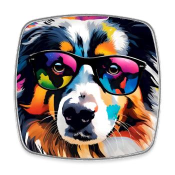 Australian Shepherd Colorful Aussi - Square fridge magnet - white - Front