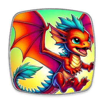 Drache - Viereckiger Kühlschrankmagnet - Weiß - Vorne