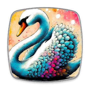 Schwan - Viereckiger Kühlschrankmagnet - Weiß - Vorne