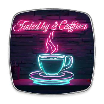 Neon Kaffeegenuss Zitate Design - Viereckiger Kühlschrankmagnet - Weiß - Vorne