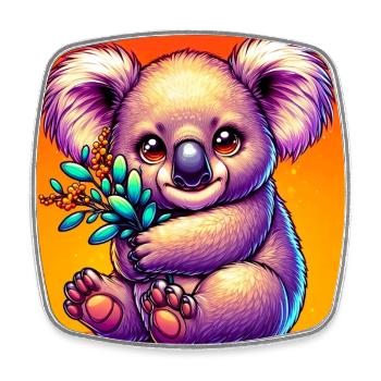 Koala - Viereckiger Kühlschrankmagnet - Weiß - Vorne