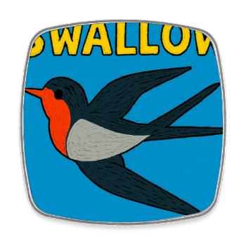 Schwalben-Kunst-Illustration - Viereckiger Kühlschrankmagnet - Weiß - Vorne