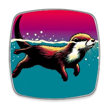 loutre - Magnet carré - blanc - Devant