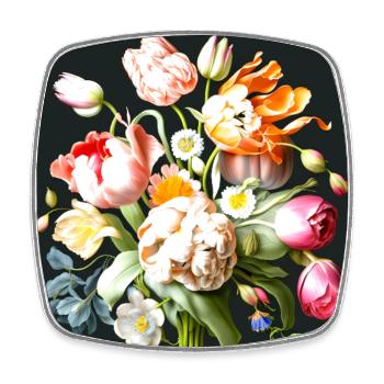 Elegant pastel flower composition of old masters - Square fridge magnet - white - Front
