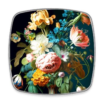 Blumenstrauß Amalfikunst barock flämischer Stil - Viereckiger Kühlschrankmagnet - Weiß - Vorne