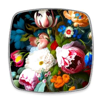 Vineta Flower Bouquet with Flower Variety Flemish - Square fridge magnet - white - Front