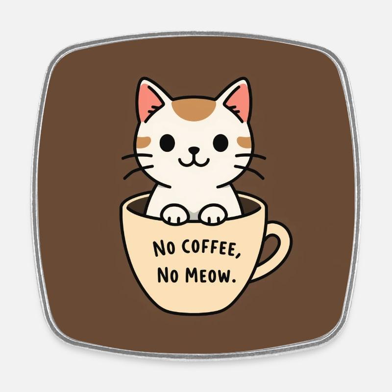 Katzenkaffee Spruch Design - Viereckiger Kühlschrankmagnet - Weiß